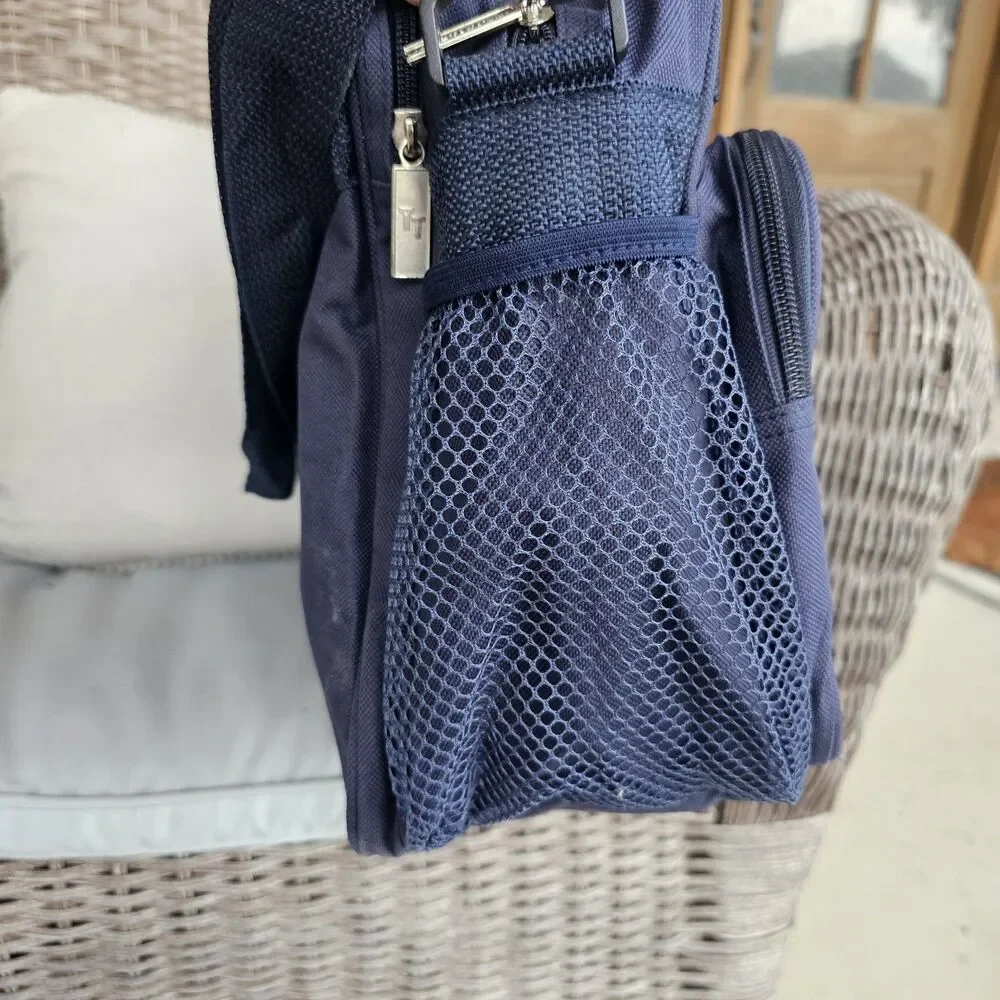 Trafalgar TT Vintage Blue Messenger Travel Carry On Bag Embroidered Soft Side